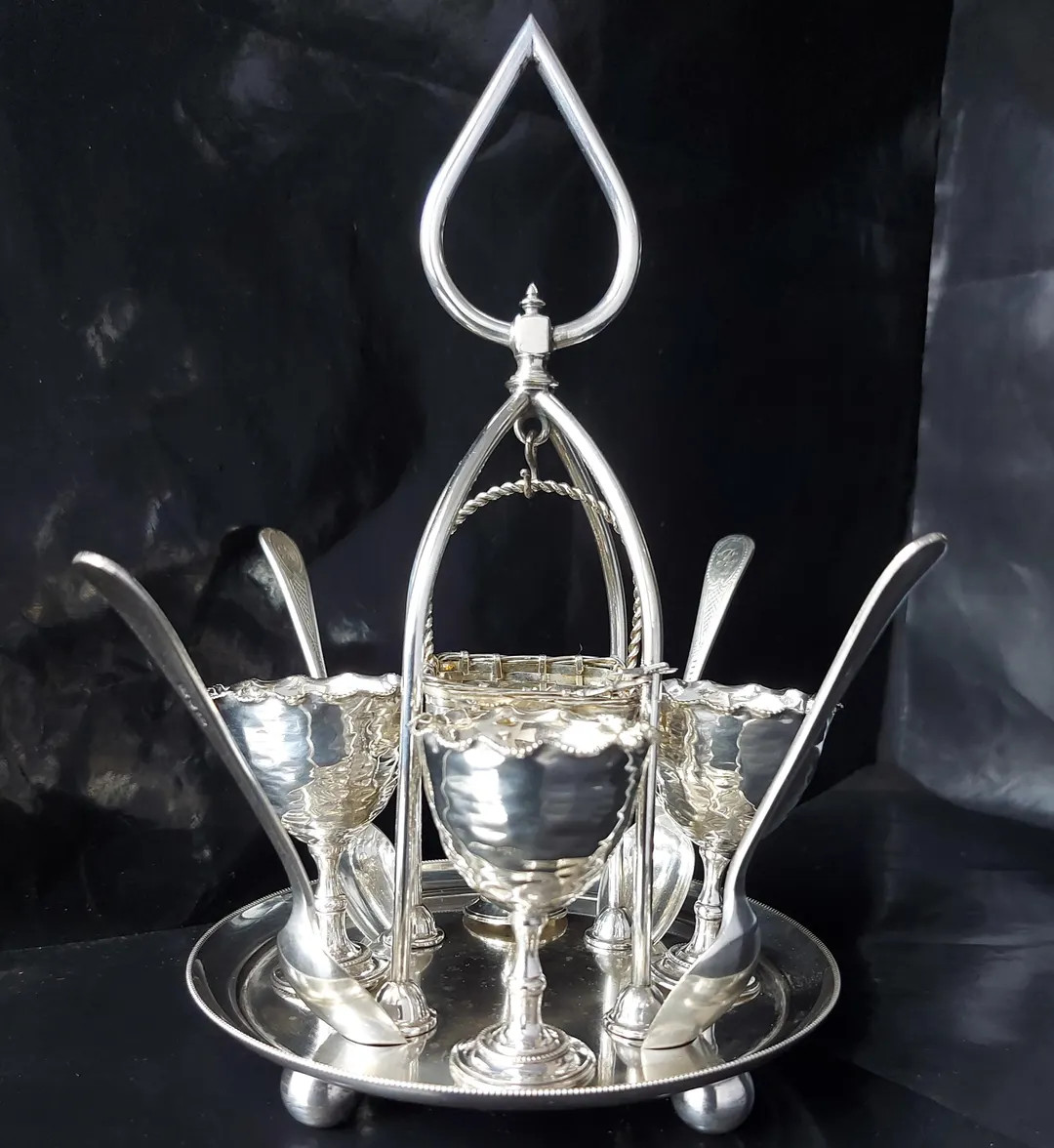 James Dixon 1279, Victorian Four Sitting Silver Plated Egg Set / Centrepiece - Circa 1895. | Etsy (Global)