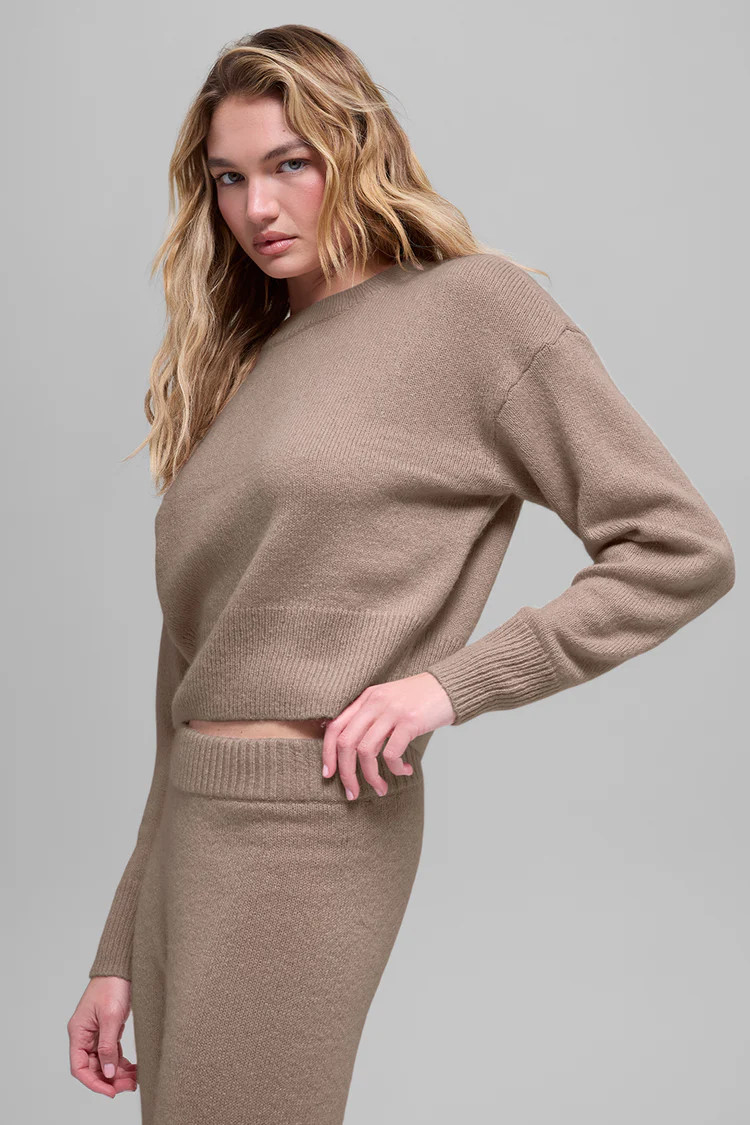 Wool Cashmere Cropped New Class Crewneck Sweater | Alo Yoga (US)