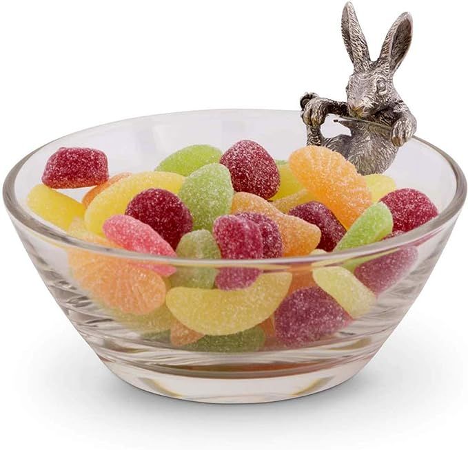 Vagabond House Glass Dip/Candy/Snack Bowl with Pewter Climbing Bunny 5 inch Diameter 3.5 inch Tal... | Amazon (US)