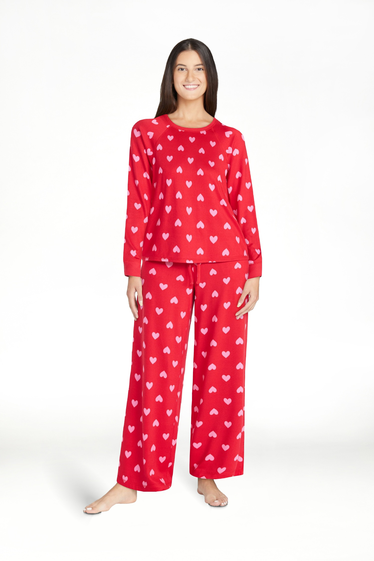 Joyspun Women's Cozy Lounge Collection Hacci Long Sleeve Top and Pants Pajama Set, 2-Piece, Sizes... | Walmart (US)