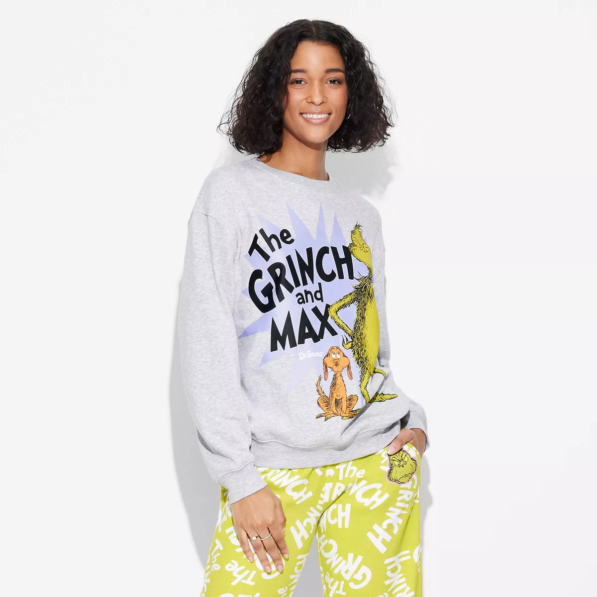 Women's The Grinch and Max Graphic Sweatshirt - Heather Gray | Target