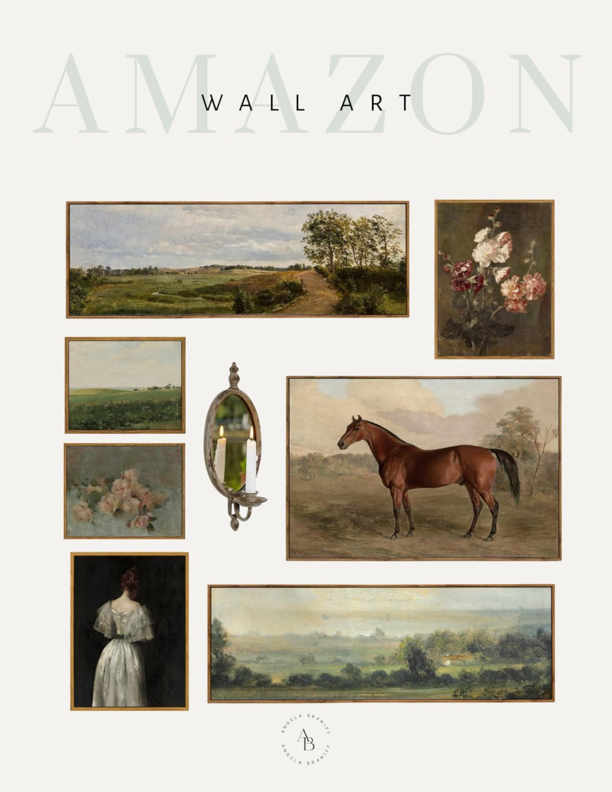 Framed Canvas Wall Art for Bedroom - Long Horizontal 13.5x40" Above the Bed - Vintage Farmhouse F... | Amazon (US)