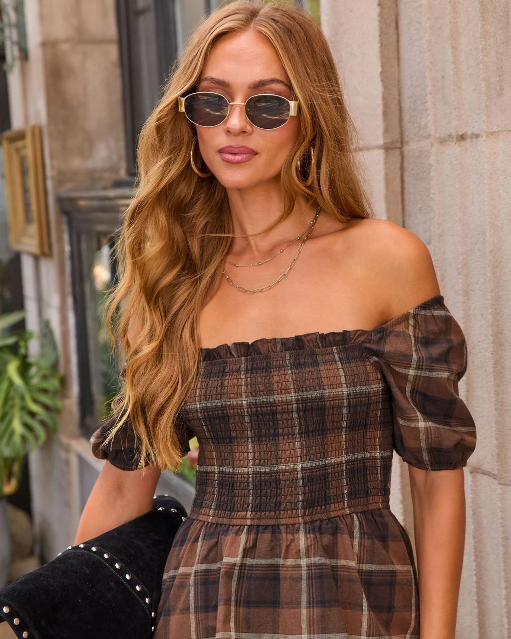 Chapter One Cotton Plaid Tiered Midi Dress | VICI