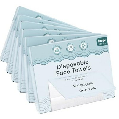 Dew Well Large Disposable Face Towels - 60 Towelettes Total (6 Boxes) - Single-Use Disposable Washcloths for Travel | Target