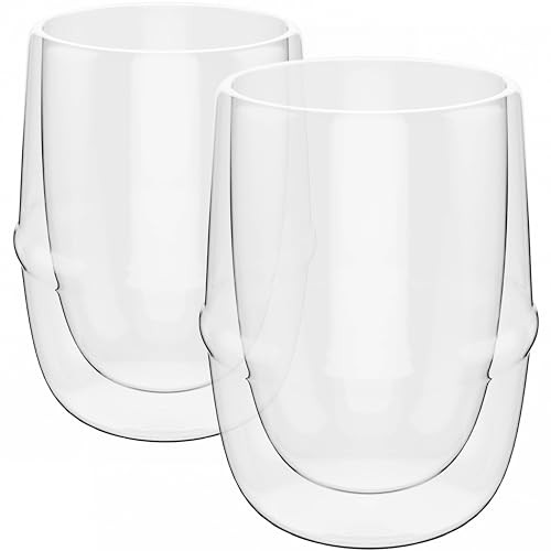 elle decor Double Wall Glass Coffee Mugs | Set of 2 | Double Wall Glass Cup, Glasses for Wine, Tea, or Espresso | Insulated, Heat Resistant, and Lightweight Tumblers (12 Ounce) | Amazon (US)