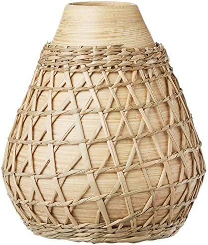 Creative Co-Op Bamboo Seagrass Weave Vase, Beige | Amazon (US)