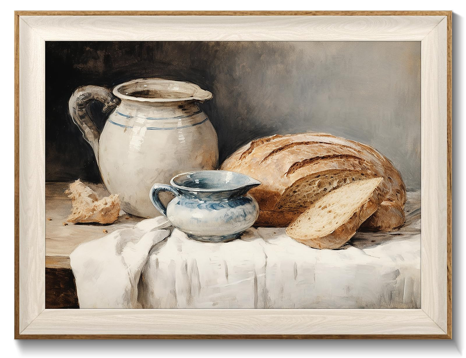 Framed Canvas Wall Art Room Decor, Vintage Sourdough Bread Kitchen Art Farmhouse Wall Decor, Rust... | Amazon (US)