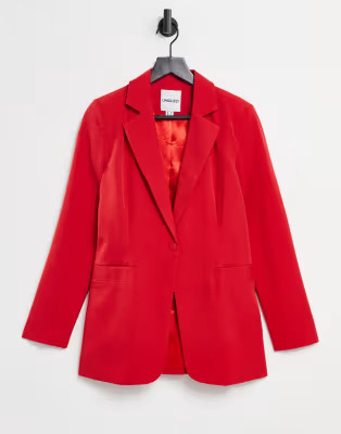 Unique21 tailored single button blazer in red | ASOS (Global)