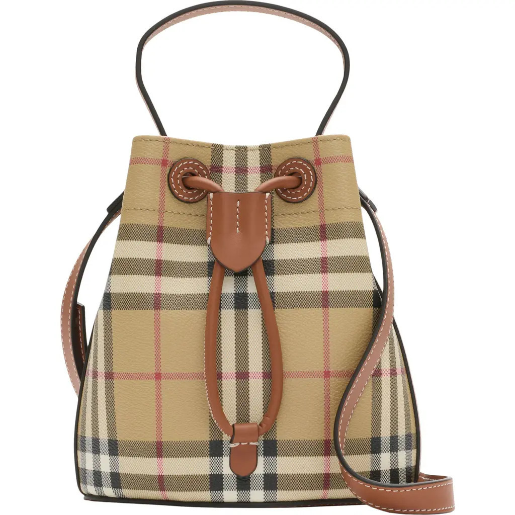 burberry Mini Check Bucket Bag in Vintage Check/Briar Brown at Nordstrom | Nordstrom