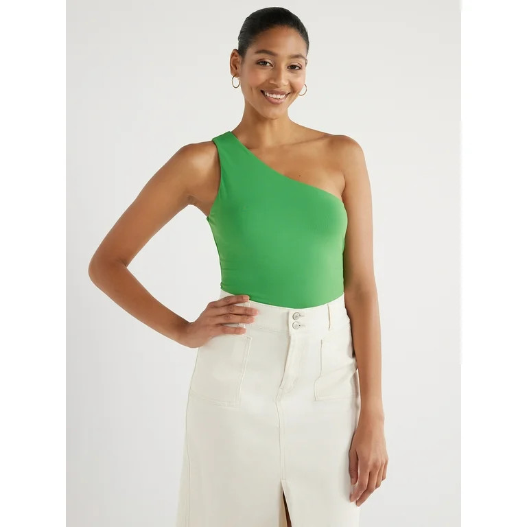 Scoop Women's Contour One Shoulder Tank Top, Sizes XS-XXL - Walmart.com | Walmart (US)