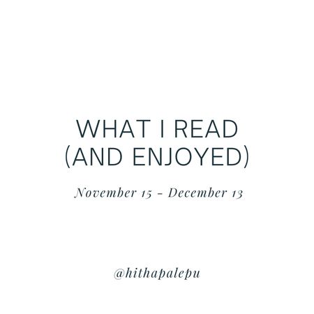Buckle up, buttercup - it’s been a busy reading month and I have many thoughts.

Last month’s reading list was all over the place - salacious nonfiction, spicy festive fiction, and two books that held me and showed me a different way to live.

You can’t go wrong with any of them.

#LTKHoliday #LTKfindsunder50 #LTKtravel