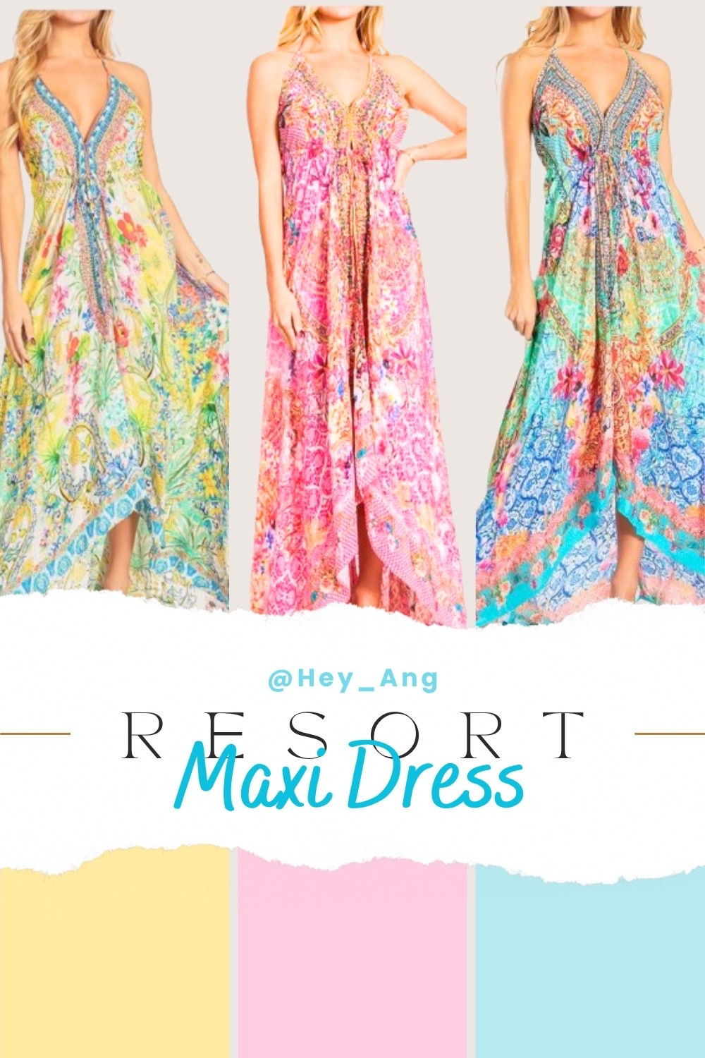 These maxi dresses are so pretty!! This would be so good for a cruise or a vacation. I love the bright colors. There are a few colors. 

#LTKTall #LTKTravel
