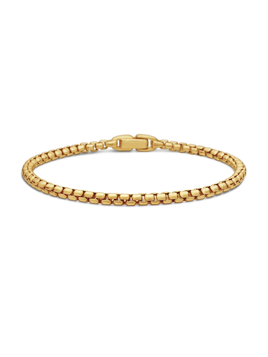Men's Box Chain Bracelet in 18K Yellow Gold 3.4mm - Gold - Size Medium | Saks Fifth Avenue