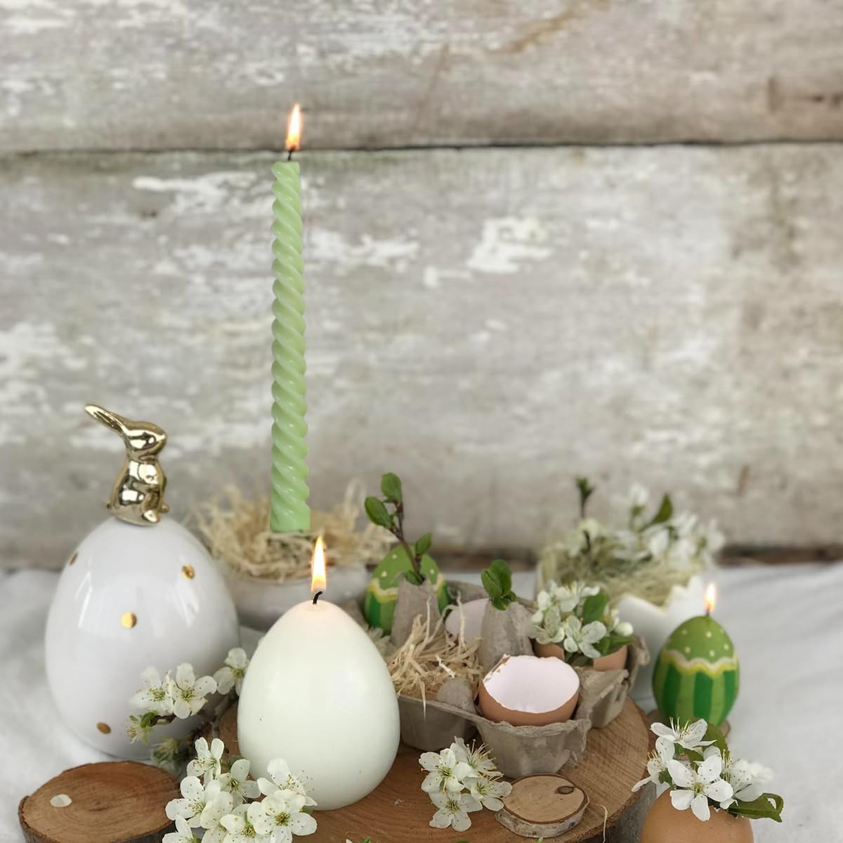 6 Pack 10 Inch Sage-Green Spiral Taper Candles for Christmas and Spring Home Decoration, Unscente... | Amazon (US)