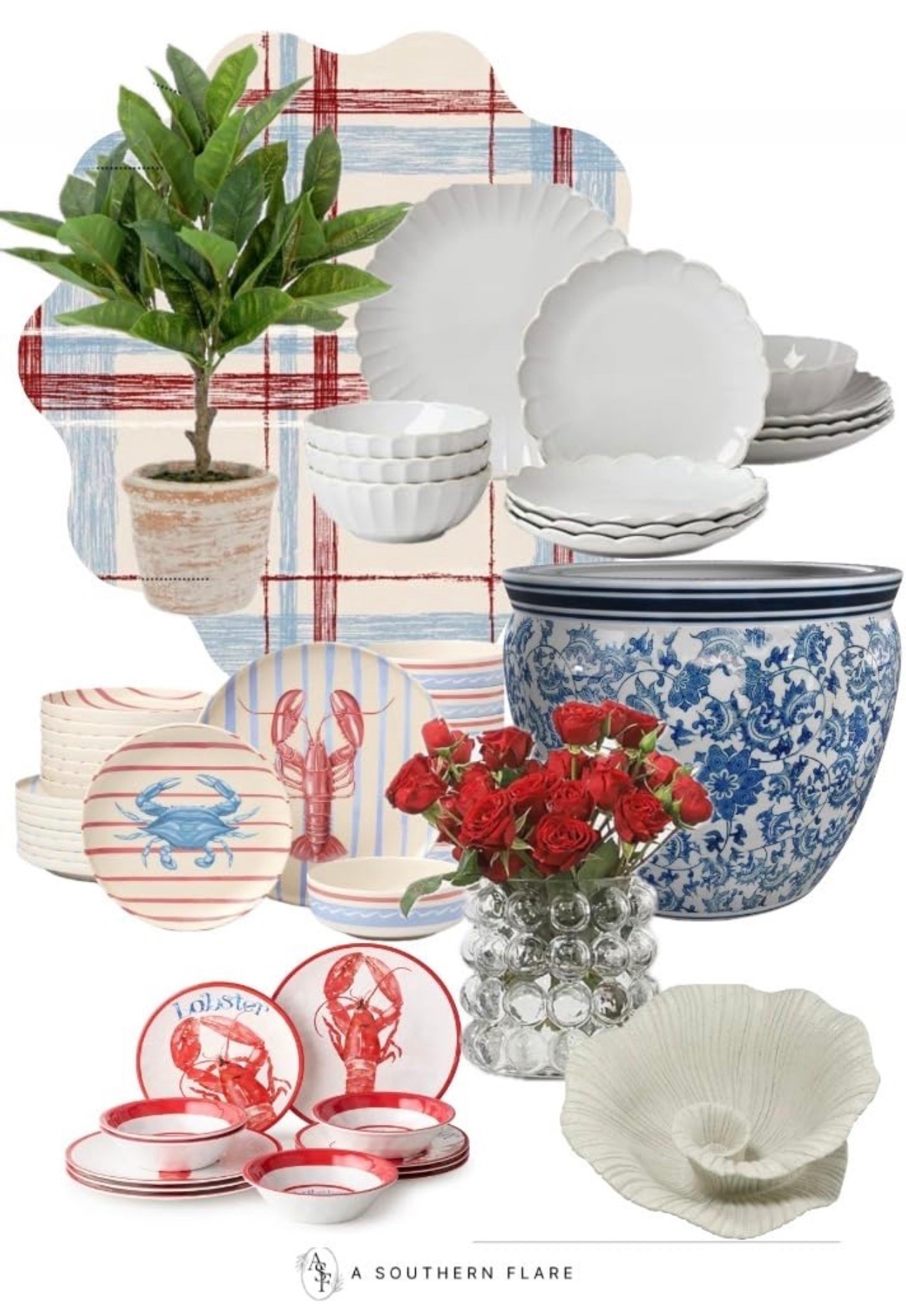 Bringing a touch of the coast to your table with this stunning dinnerware set. Perfect for a seaside vibe at home! #BeachHouse #CoastalLiving/Amazon
