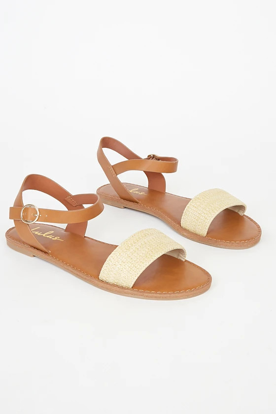 Hearts and Hashtags Natural Raffia Flat Sandals | Lulus (US)
