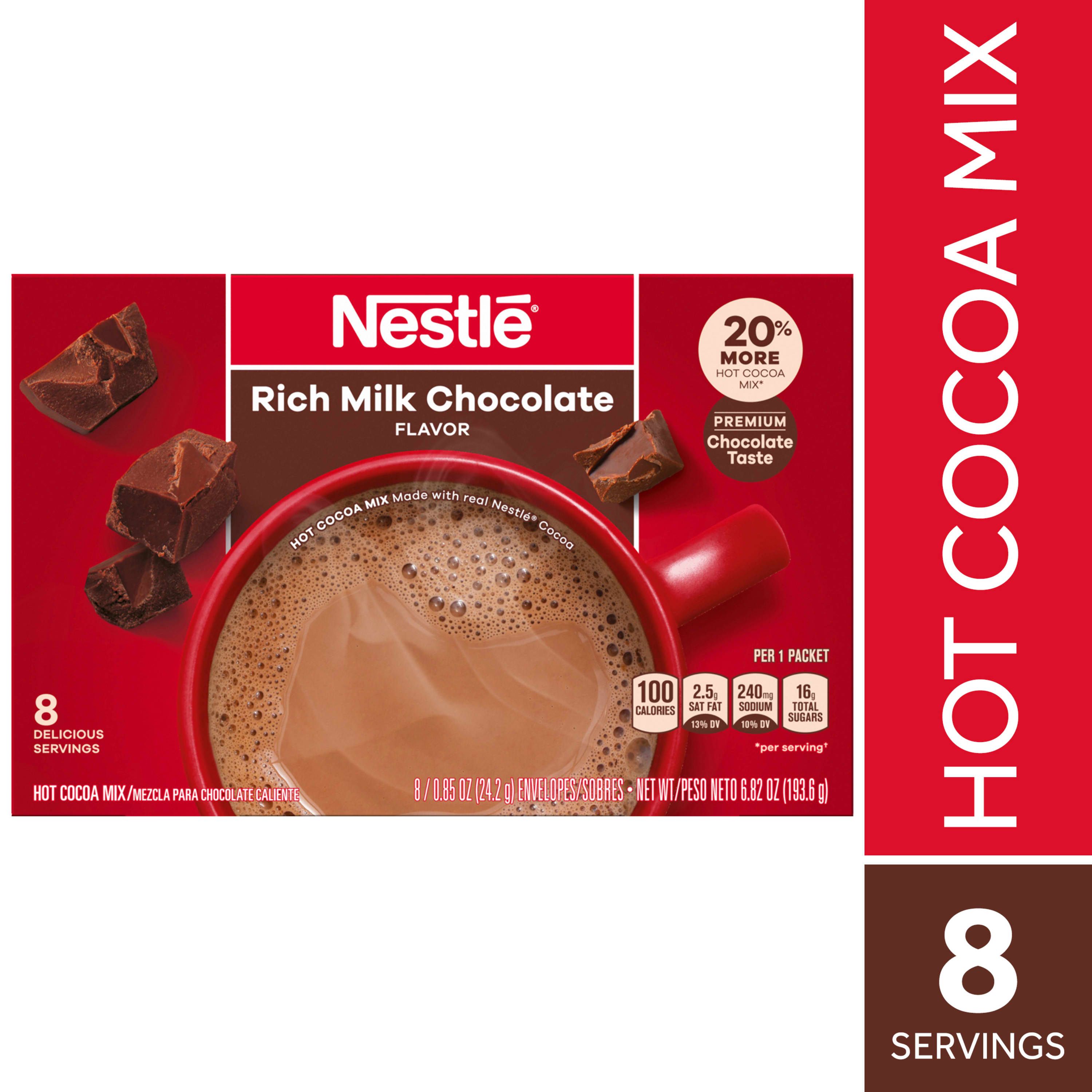 Nestle Hot Cocoa Rich Milk Chocolate Flavored Mix Powder, 6.829 oz, 8 Count Box - Walmart.com | Walmart (US)