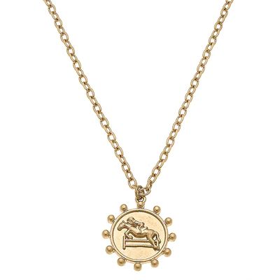 Sawyer Equestrian Pendant Necklace in Worn Gold | CANVAS