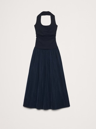 Jersey & Taffeta Halter Maxi Dress | Banana Republic (US)