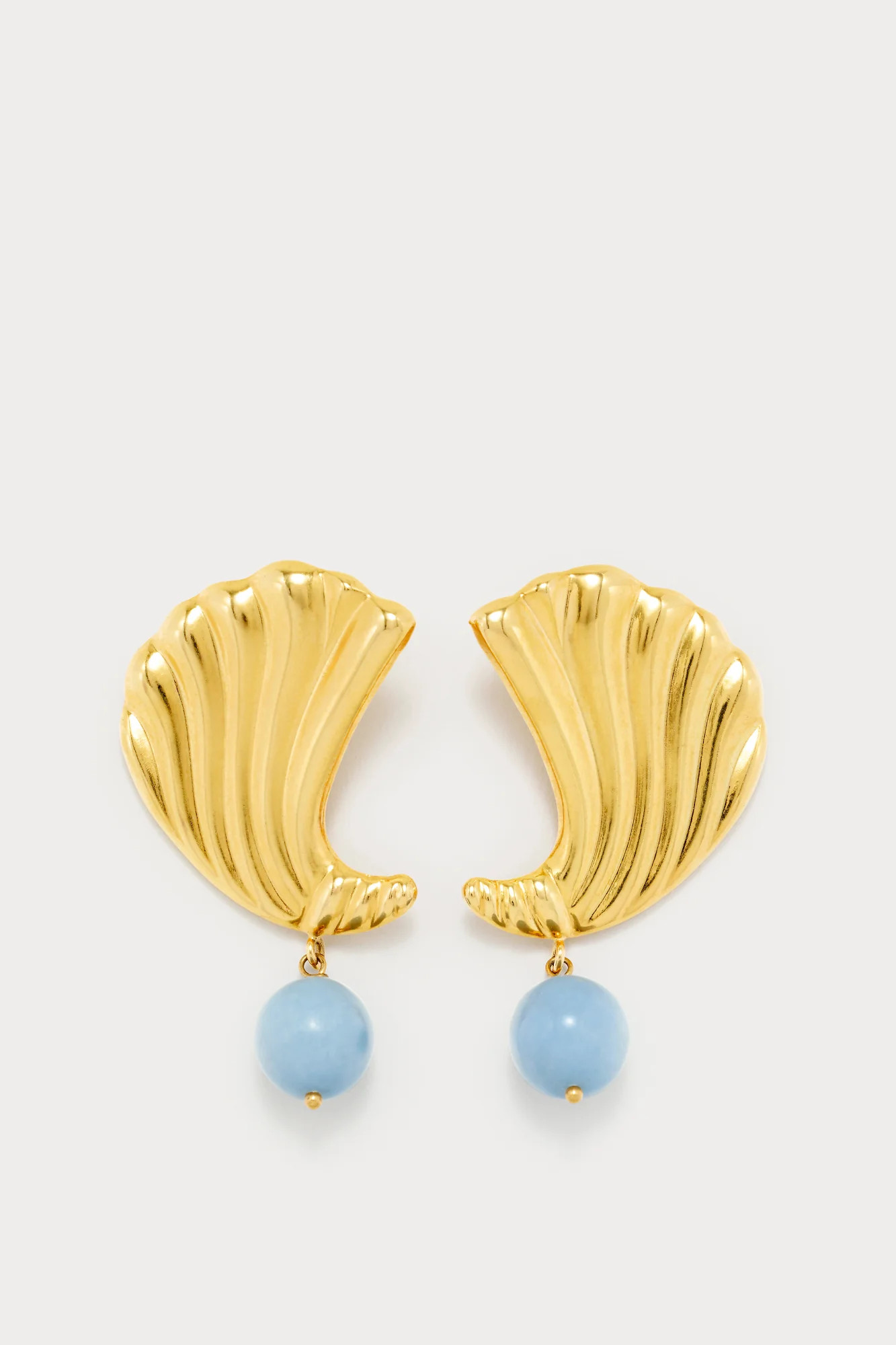 Gold Crescent Stud Earrings With Stone Drop | COUPER