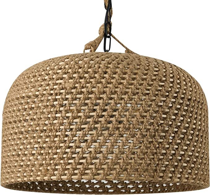 JIA LE SHI Farmhouse Pendant Lighting Fixtures, 17.71” Dome Handwoven Boho Twine Woven Pendant ... | Amazon (US)