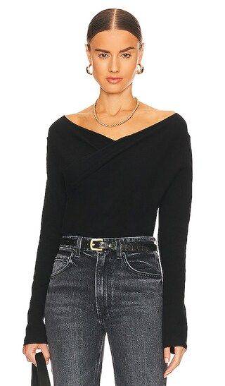 Wrap Front Pullover in Black | Revolve Clothing (Global)