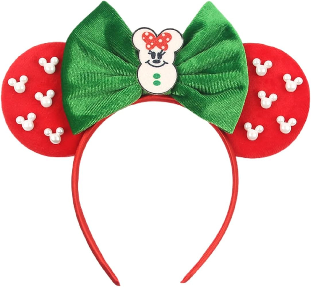 LSHDXD Christmas Mouse Ears Bow Headband,Glitter Antlers Christmas Tree Hair bands | Amazon (US)