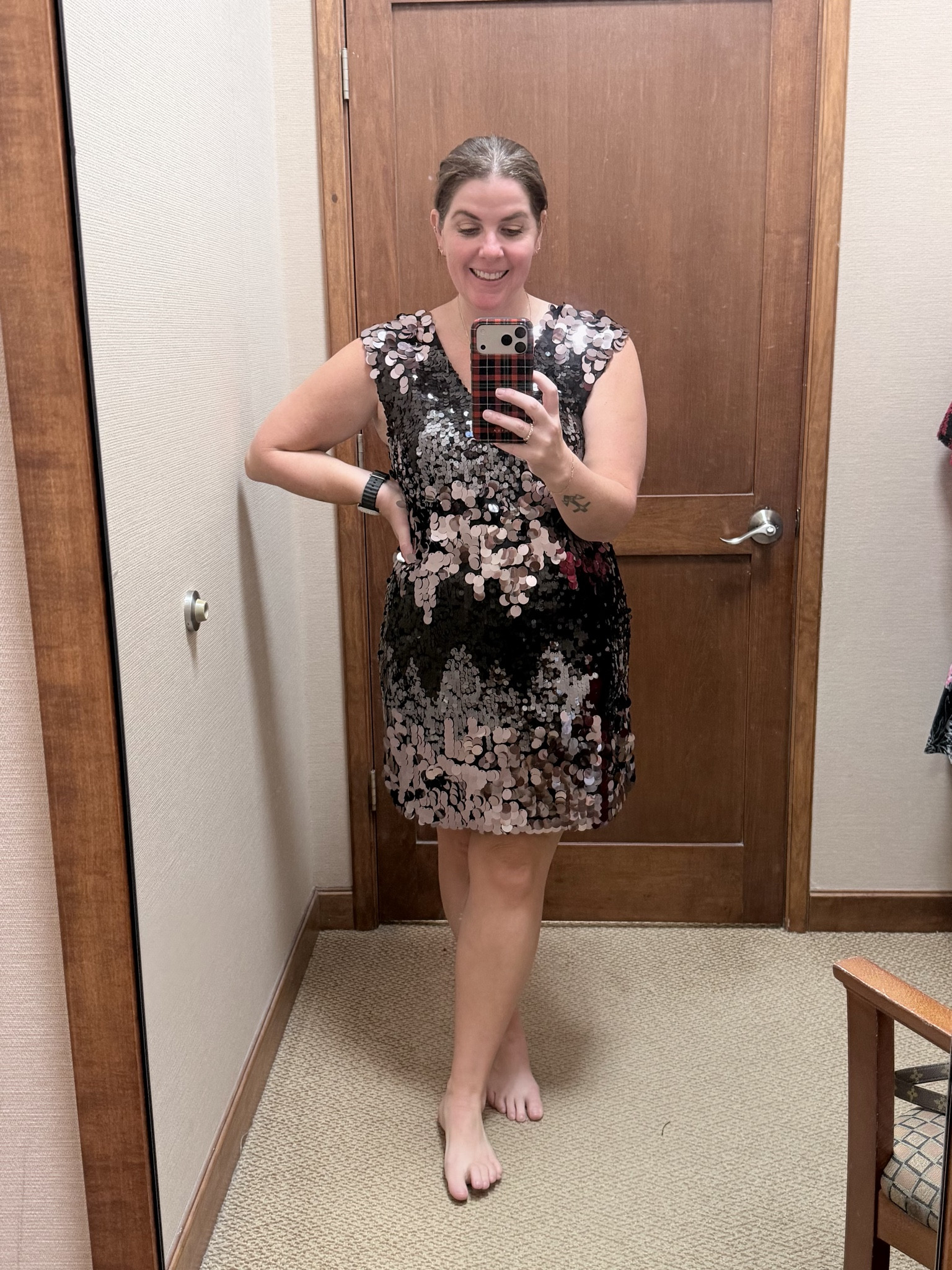 Love this mix of black and silver sequins on this dress! The dress is from Dillards and it runs TTS! 

I cannot locate this exact dress, but I’m working on it! I will link similar dresses for you! 

#LTKOver40 #LTKHoliday #LTKSeasonal