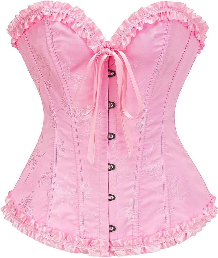 Bustier Corset Top for Women | Overbust Lace Up Waist Cincher Shapewear Lingerie | Amazon (US)