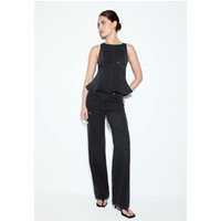 Stradivarius Denim peplum top with rhinestones Black M | Stradivarius (UK)