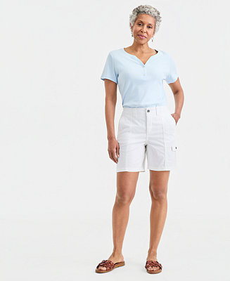 Women's Petite Mid-Rise Comfort-Waist Cargo Shorts | Macy's