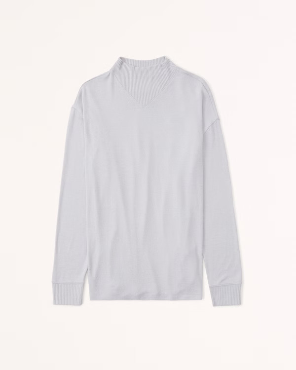Long-Sleeve Mockneck Boyfriend Tee | Abercrombie & Fitch (US)