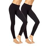 No Nonsense Women's Cotton Legging, New Black/Black-2 Pair Pack | Amazon (US)