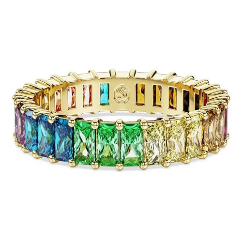 Swarovski Matrix Band Ring, Multicolored Baguette-Cut Stones in a Gold-Tone Finished Setting, Size 9, Part of the Matrix Collection | Amazon (US)