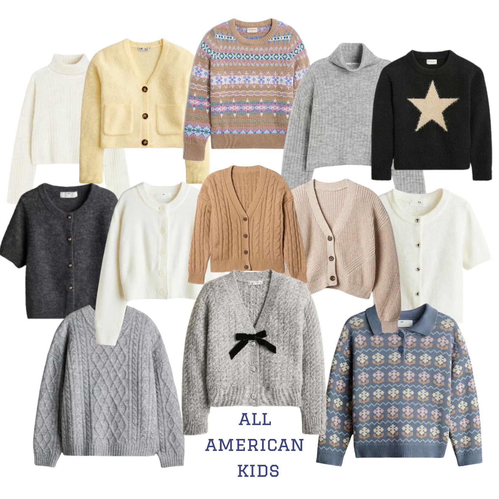 Cozy up for the season with these darling girls’ sweaters and cardigans! 🧶 From classic cable knits to trendy Fair Isle designs, these layers add warmth and style to any outfit. Perfect for winter holidays, school days, or family photos, these pieces offer a mix of neutrals and soft pastels to complement any wardrobe. Each sweater is thoughtfully crafted with details like button closures, ribbed cuffs, and embroidered stars, making them a must-have for the cooler months. Ideal for layering over dresses, pairing with skirts, or throwing over jeans for a laid-back look. Styles to Shop: Chunky Cardigans: Warm and versatile for casual to dressy occasions. Fair Isle Patterns: Festive and colorful, perfect for the holiday season. Cable Knit Classics: Timeless, cozy texture that never goes out of style. Soft Neutrals: Creams, tans, and greys that pair with anything. Trendy Details: Star motifs, cropped cuts, and delicate bows for an extra touch of charm.  

 #LTKCyberWeek #LTKHoliday #LTKKids