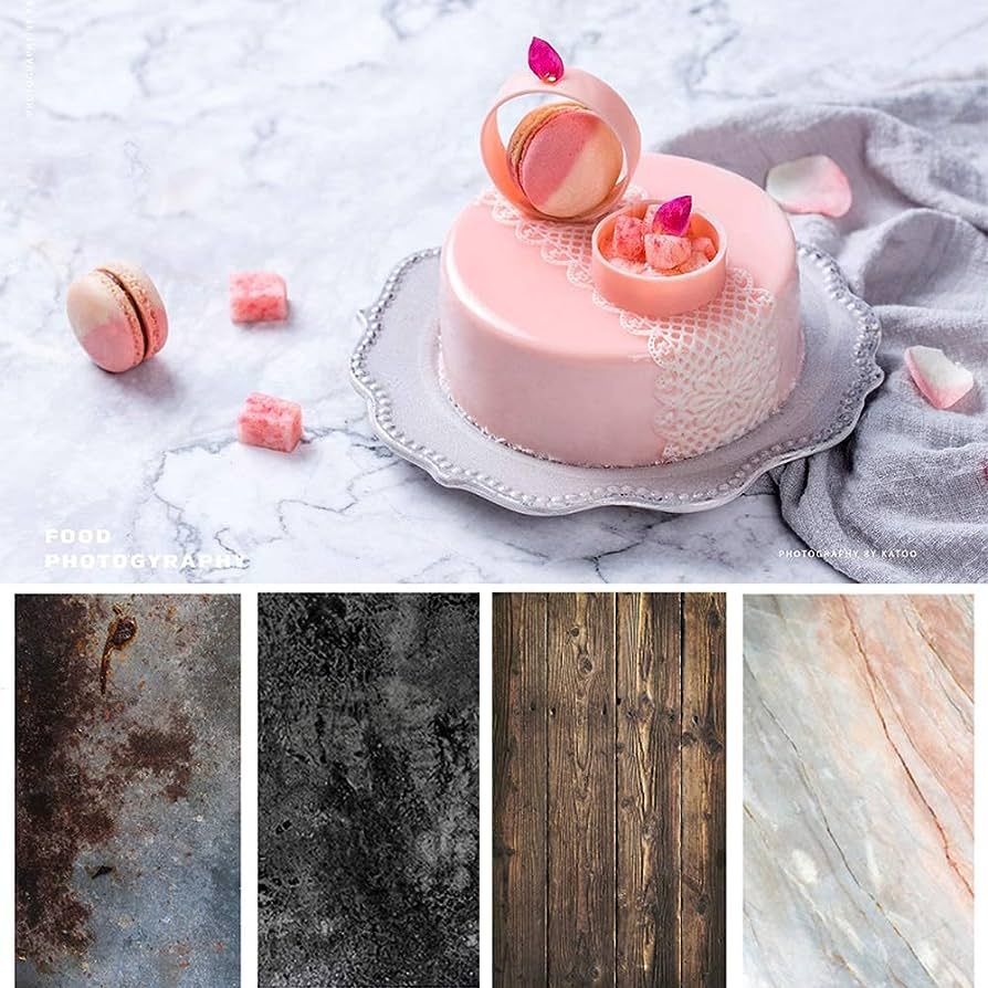Marble Wood Backdrop Photography Paper 4 Pack Kit 22x34Inch/ 56x86cm Flat Lay Double Sided Rustic... | Amazon (CA)