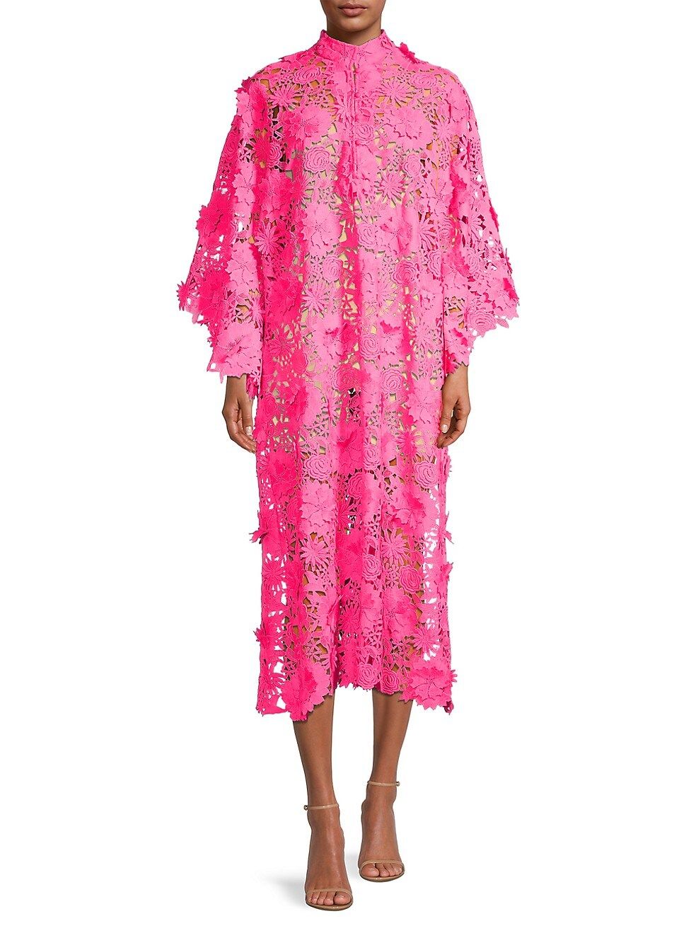 3D Floral Lace Midi Caftan | Saks Fifth Avenue