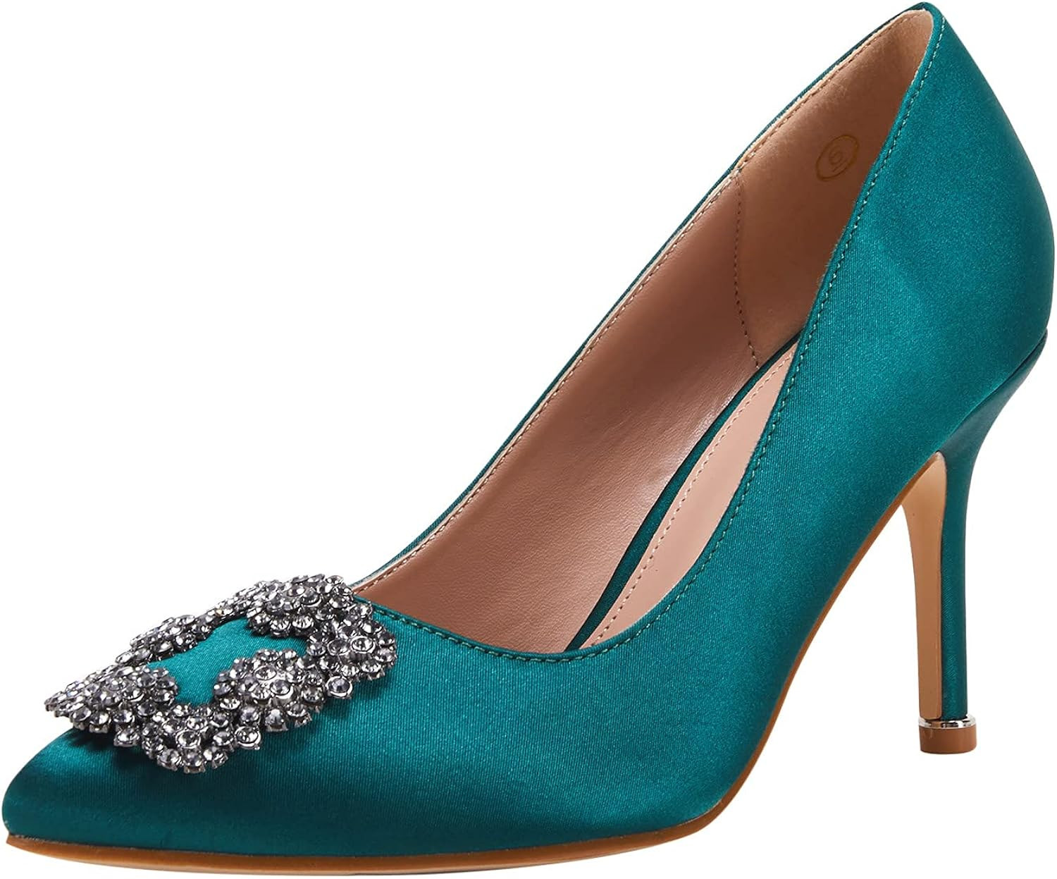 Women's Stiletto High Heel Pumps Classic Party Wedding Pointed Toe Pump Shoes with Jewel Buckle | Amazon (US)