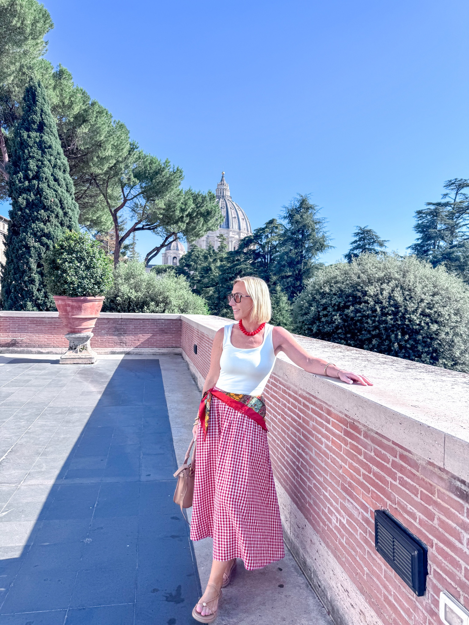 Ootd for Pompeii and Rome:
• gingham skirt - size small. 
• tank - size XS. 
• scarf and other accessories linked too!

#LTKootd #LTKTravel #LTKSeasonal