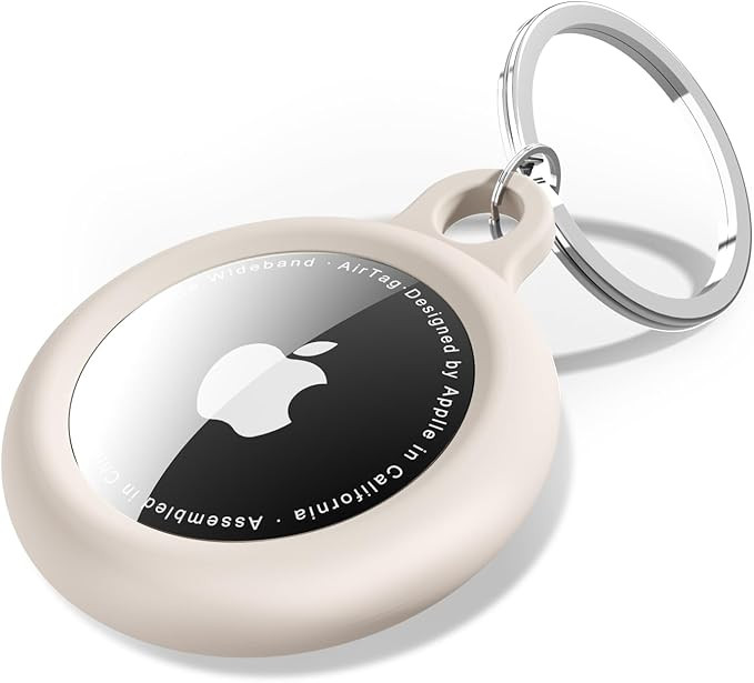 oakxco Beige Airtag Keychain Silicone, Airtag Holder with Key Ring, Air Tag Cover Cute Accessorie... | Amazon (US)