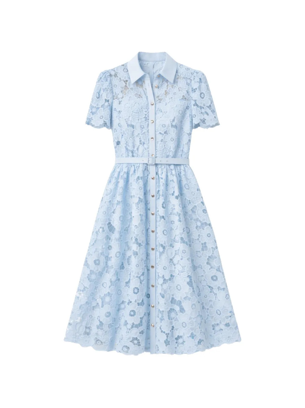 Self-Portrait belted floral-lace midi dress - Blue | Farfetch Global