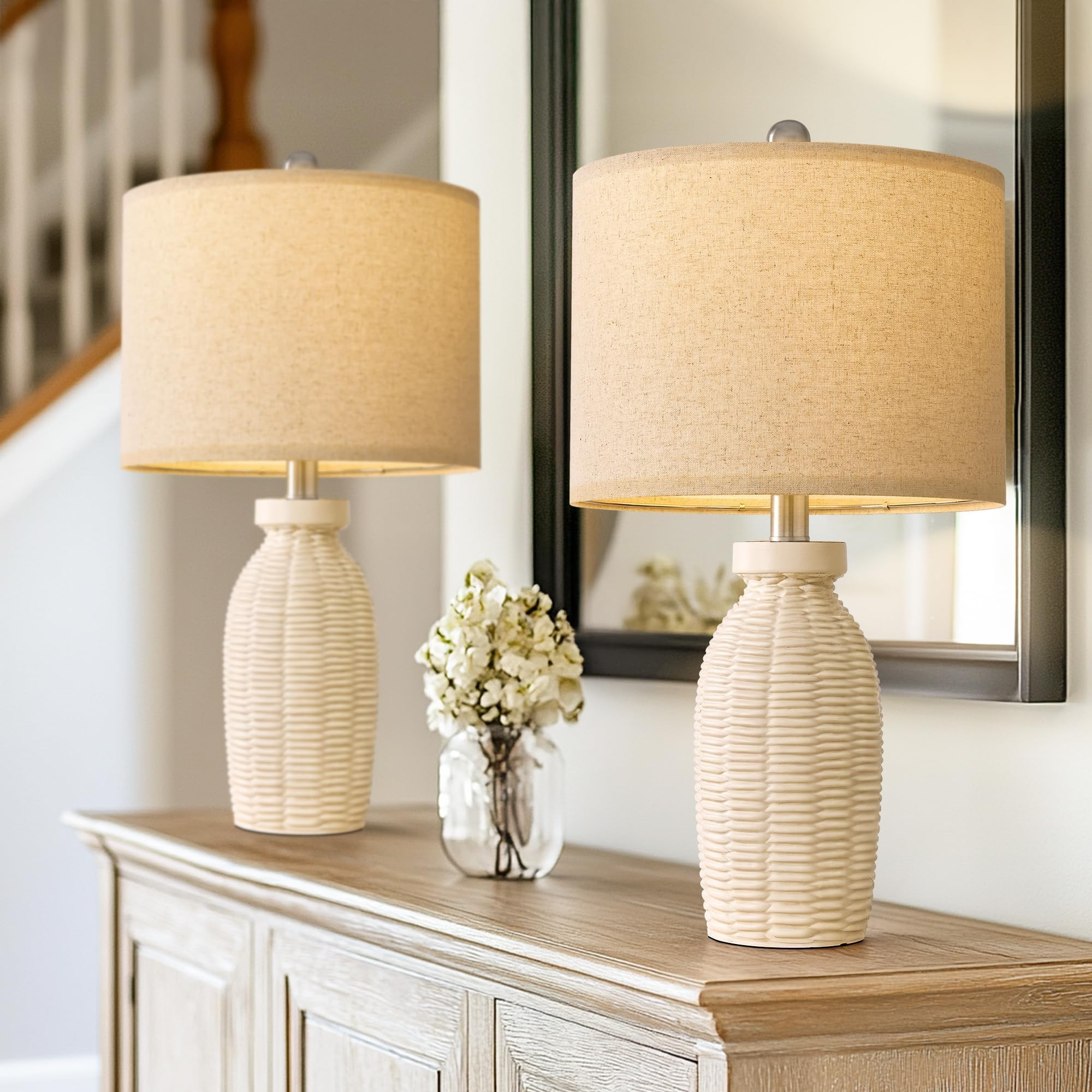 22.75" Table Lamps for Bedroom Living Room Boho Lamp Set of 2 Farmhouse Lamp Bedside Nightstand S... | Amazon (US)