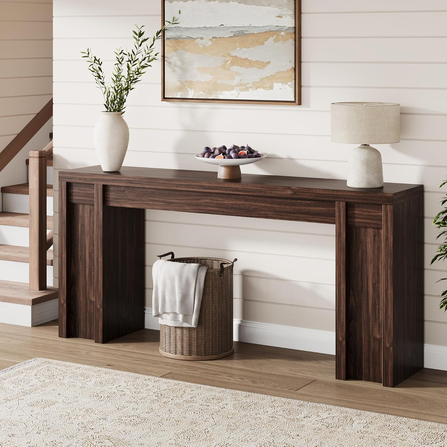 Garvee 70.9-Inch Entryway Table, Wooden Farmhouse Console Table, Thick Sofa Table Behind Couch Table, Long Console Tables for Entryway Living Room, Walnut | Amazon (US)