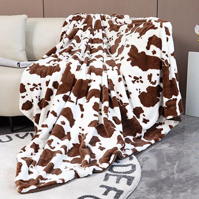 RYNGHIPY Cow Print Blanket for Sofa Couch Double Sided Flannel Animal Design Brown Throw Blanket ... | Amazon (US)