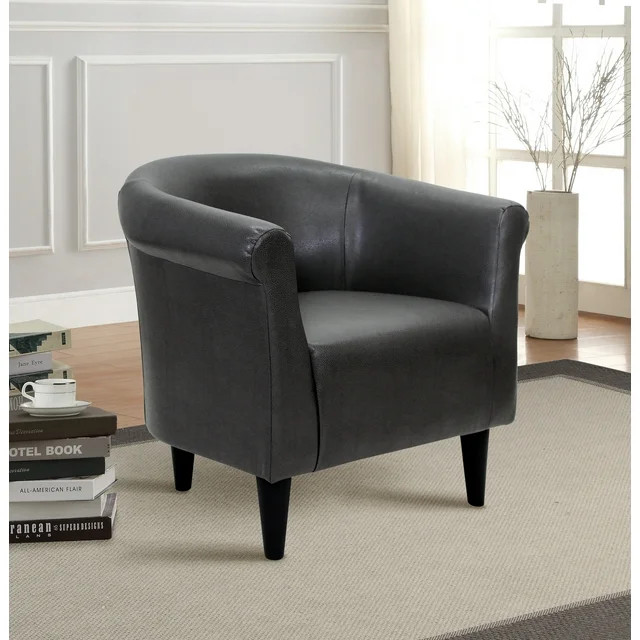 Mainstays Faux Leather Bucket Accent Chair, Carbon Gray | Walmart (US)