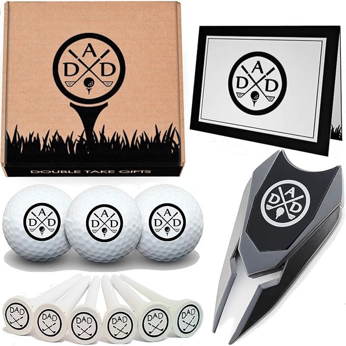Double Take Gifts 12 Piece Golf Gift Set: 3 in 1 Engraved Divot Repair Tool, Custom Balls, Ball M... | Amazon (US)