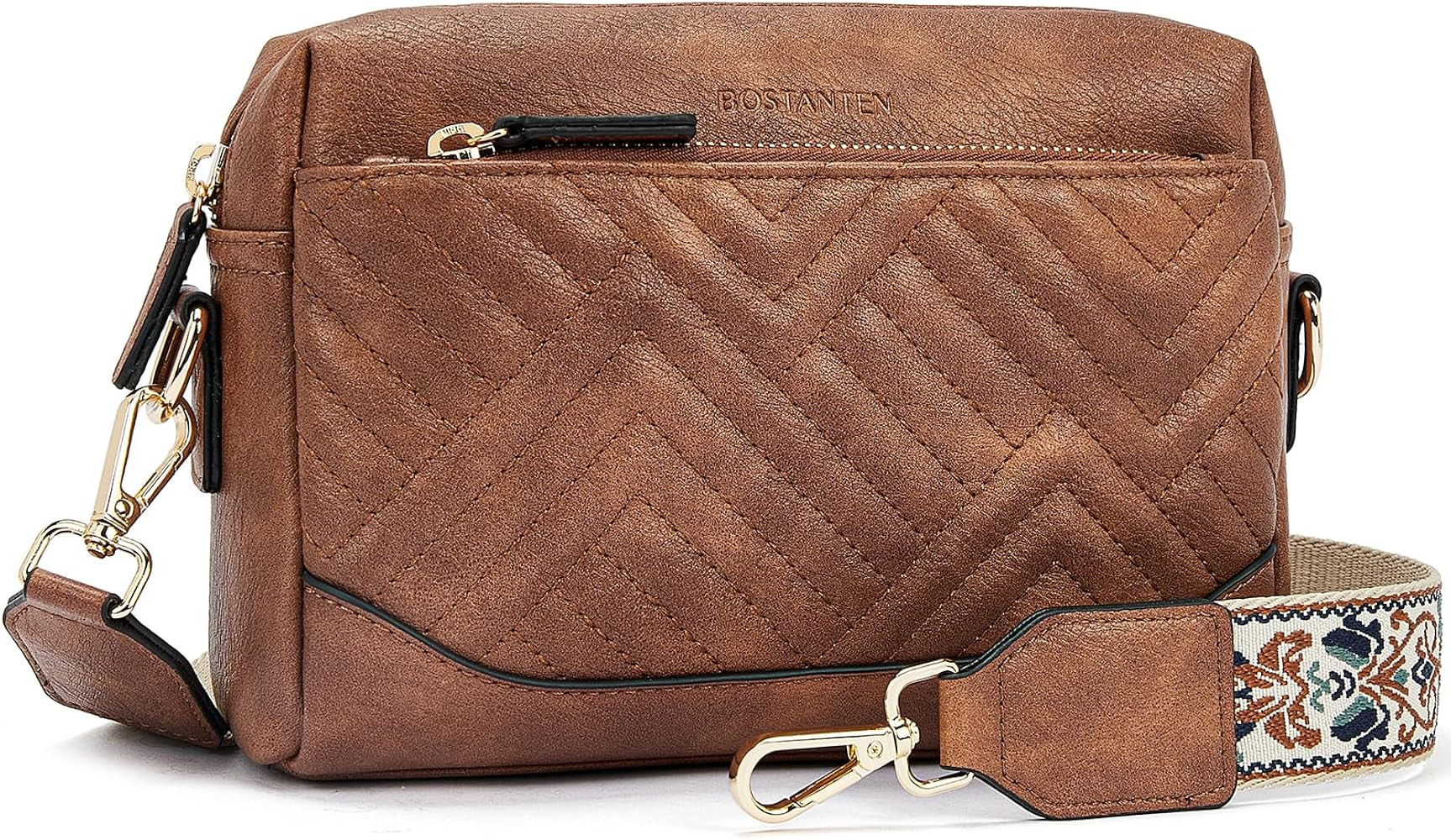 BOSTANTEN Crossbody Bags for Women Vegan Leather Purses Quilted Shoulder Handbags with Adjustable... | Amazon (US)