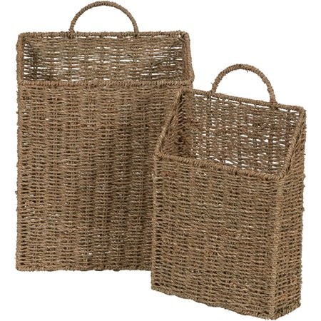 HOUSEHOLD ESSENTIALS Rectangular Wicker Wall Baskets, Set, of 2 | Walmart (US)
