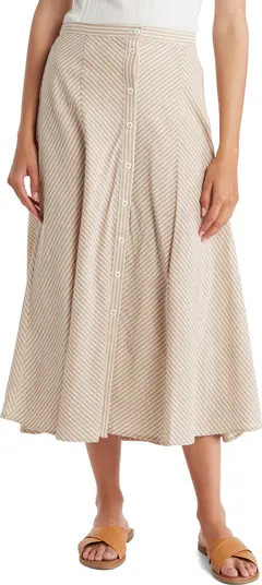 Stripe Button Front Cotton Skirt | Nordstrom Rack