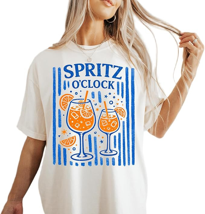 Spritz O’Clock Beach Shirt Funny Summer Cocktail Graphic T-Shirt Orange Drink Coastal Vacation ... | Amazon (US)